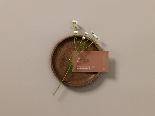 Business Card with a Flower Mockup