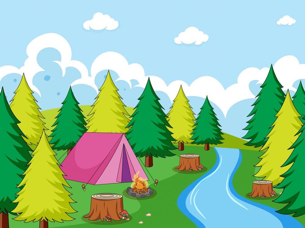 Camp in the Forest Free Illustration
