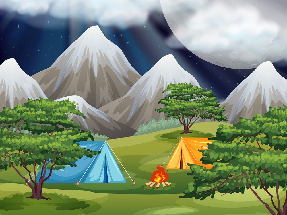 Camp in the Forest Illustration