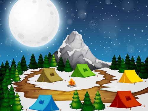 Camp in the Forest Illustration