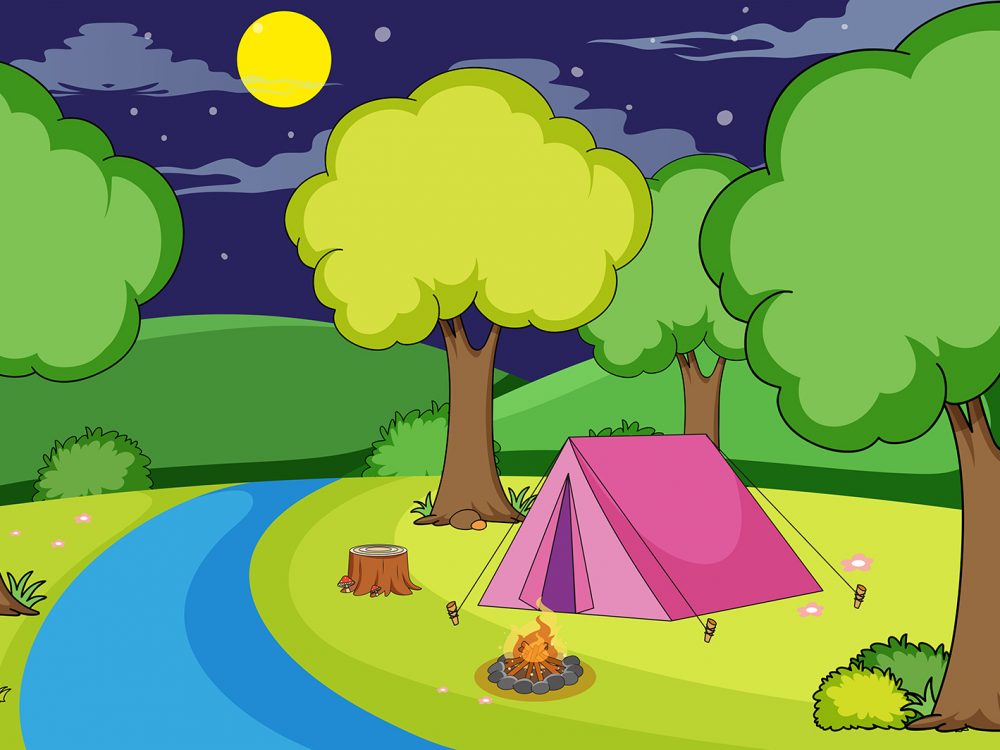 Camp in the Forest Illustration