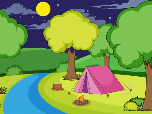 Camp in the Forest Illustration
