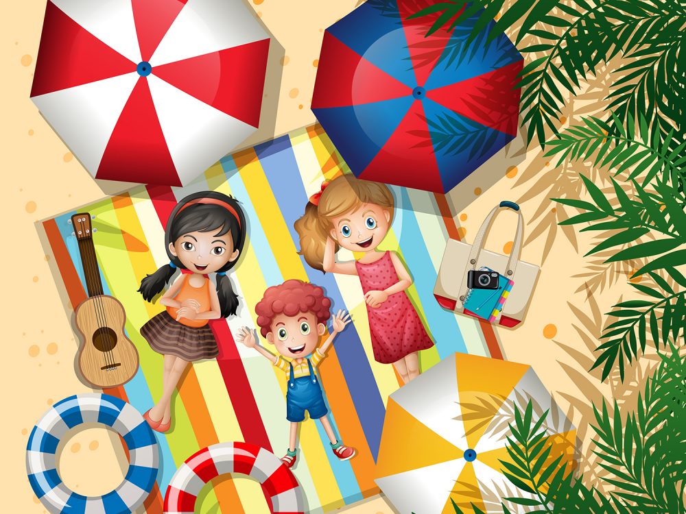 Children at the Beach Illustration