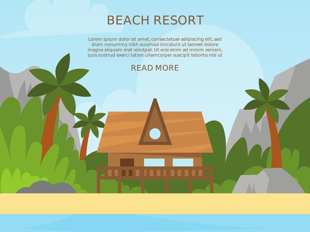 Flat Beach Resort Vector Illustration