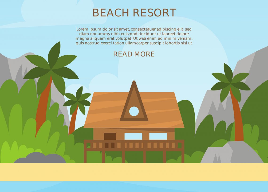 Flat Beach Resort Vector Illustration