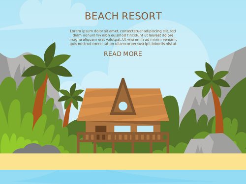 Flat Beach Resort Vector Illustration