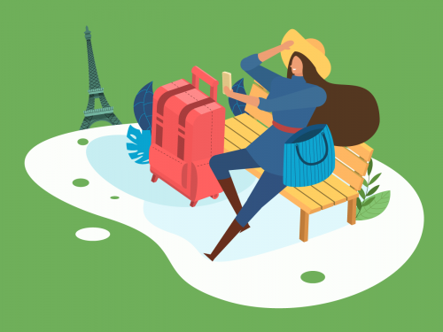 Girl Traveling Illustration