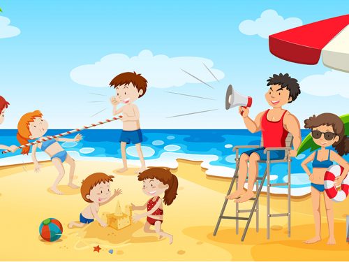 Panorama View of Beach Illustration