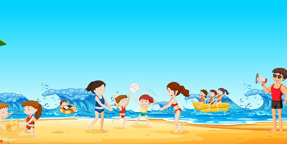 Scene of People at the Beach Ilustration
