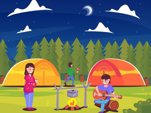 Summer Camp in the Forest Illustration
