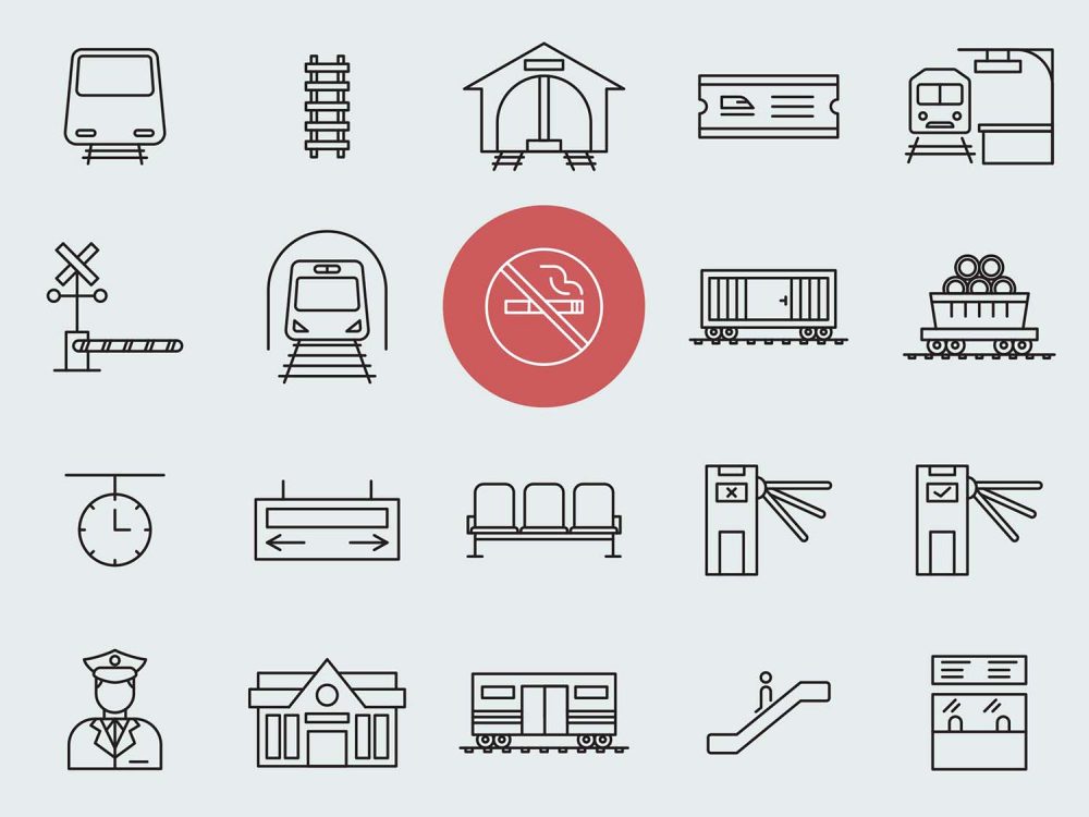 Train Station Vector Icons