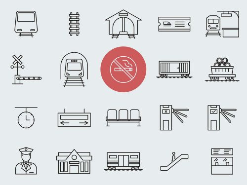 Train Station Vector Icons