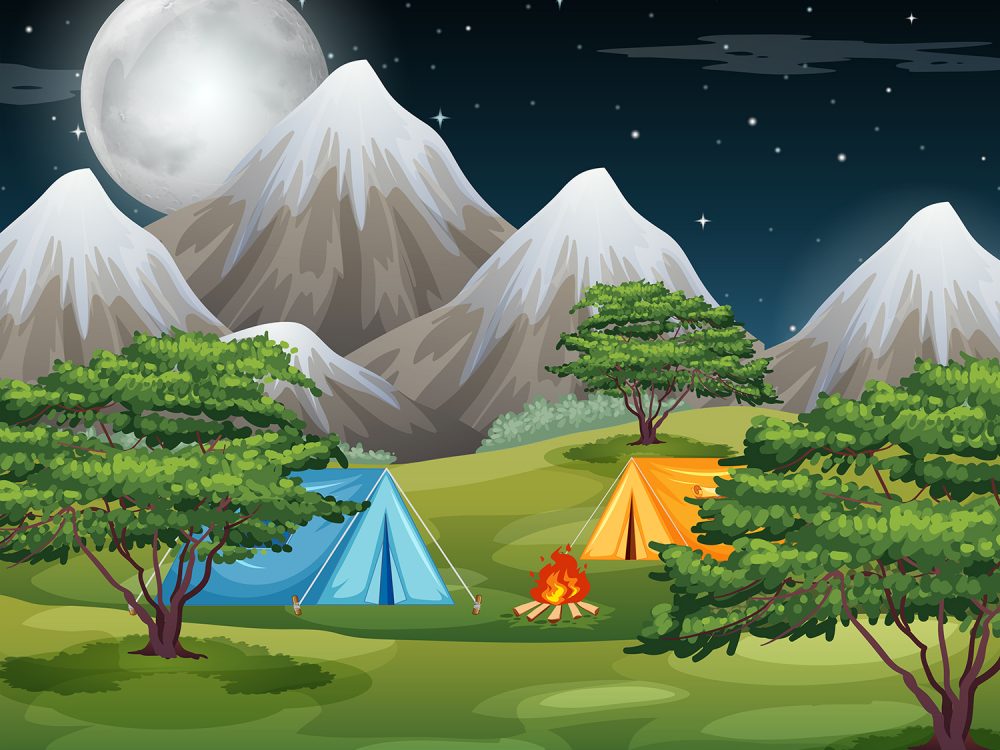Camp in the Forest Free Illustration