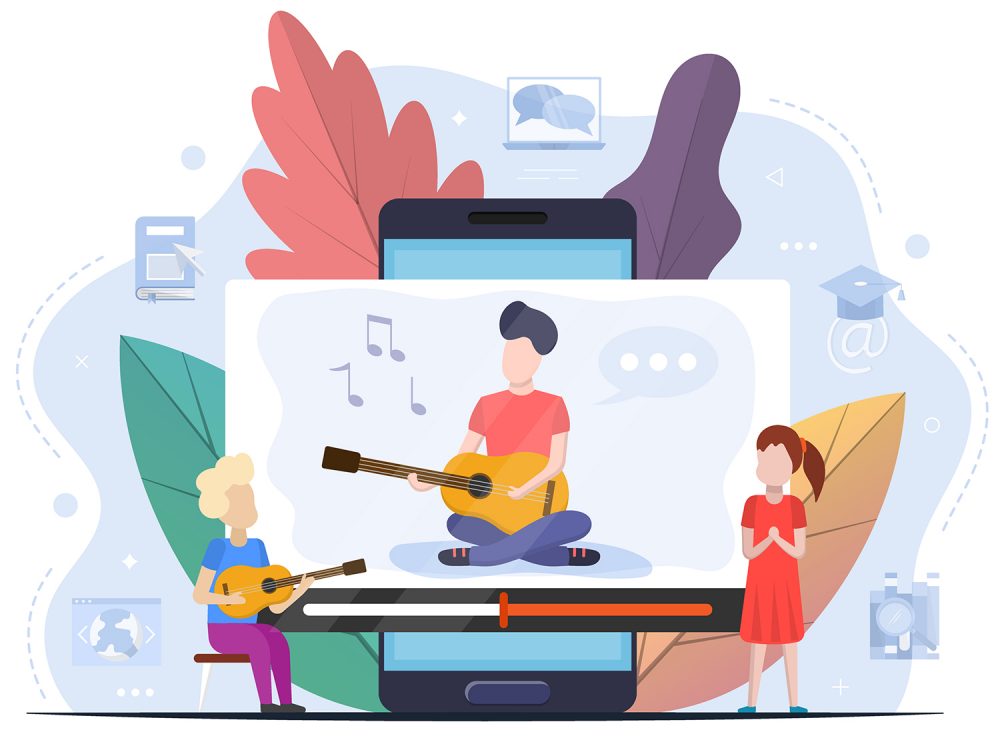 Child Playing Guitar Free Vector Design