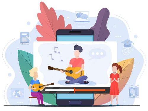 Child Playing Guitar Free Vector Design