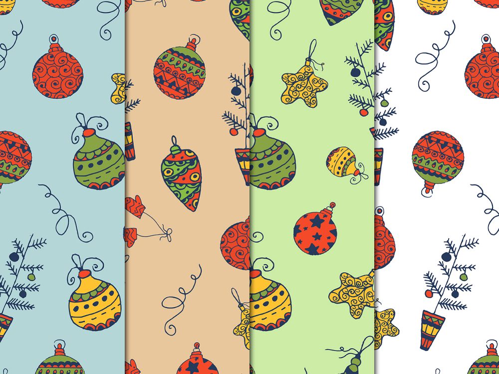 Christmas Toys Illustration Vector Free Pattern