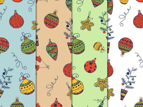 Christmas Toys Illustration Vector Free Pattern