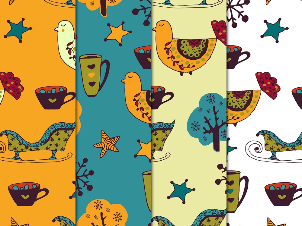 Colored Christmas Illustration Vector Free Pattern