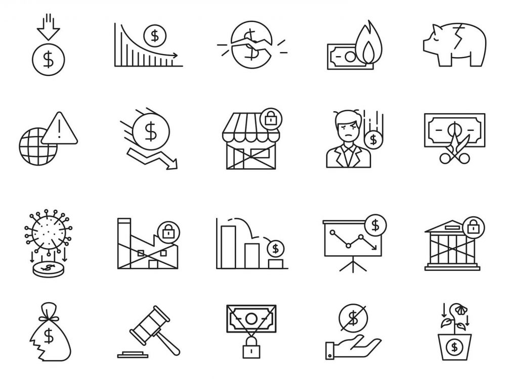 Economic Crisis Vector Icons