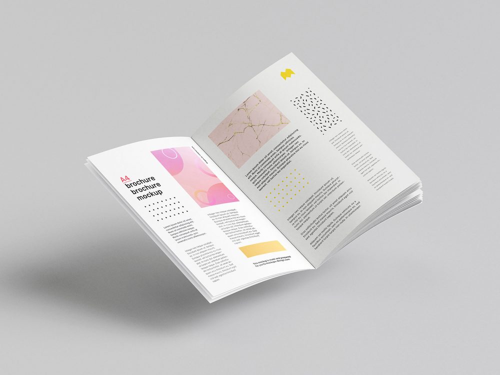 Floating A4 Brochure Free Mockup