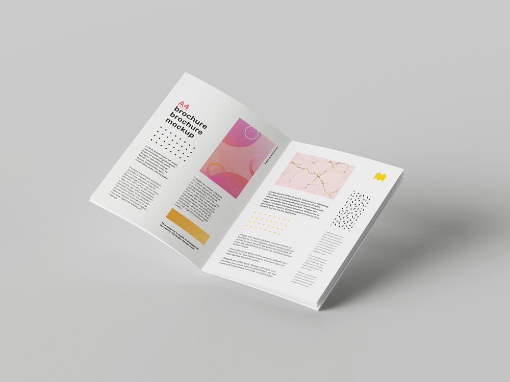 Floating A4 Brochure Free Mockup