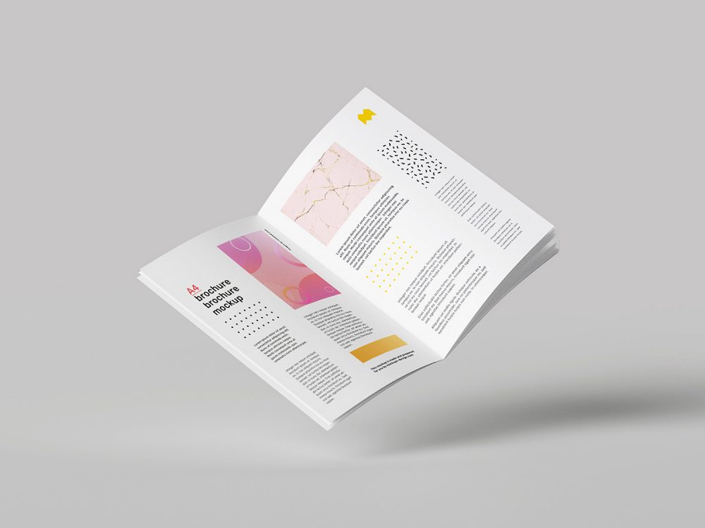 Floating A4 Brochure Free Mockup