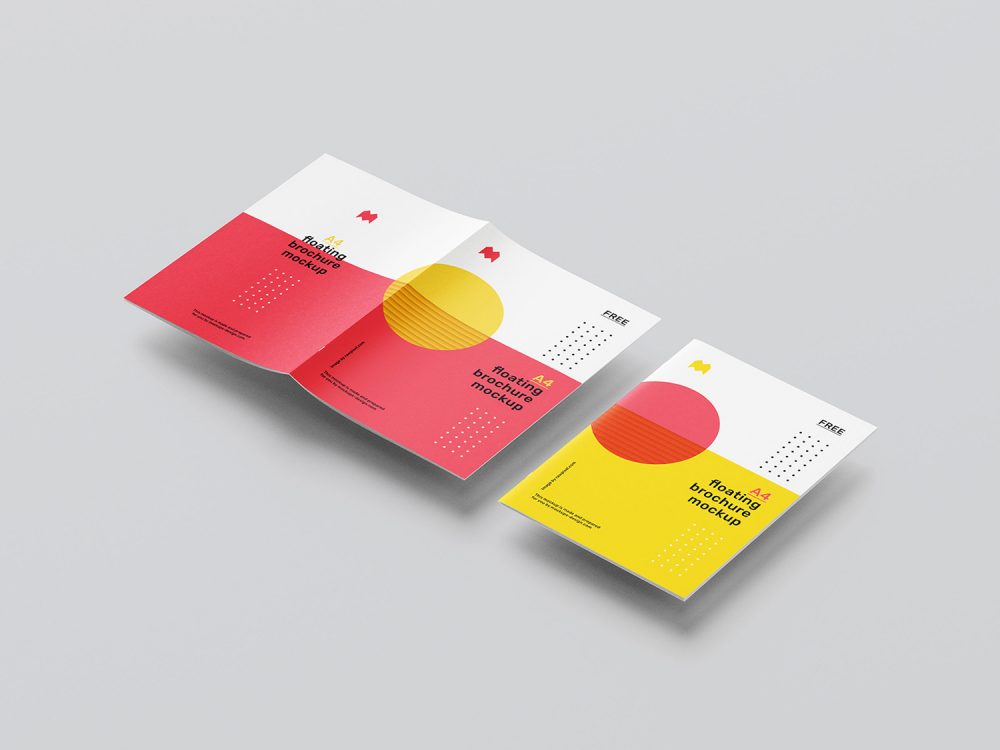 Floating A4 Brochure Free Mockup