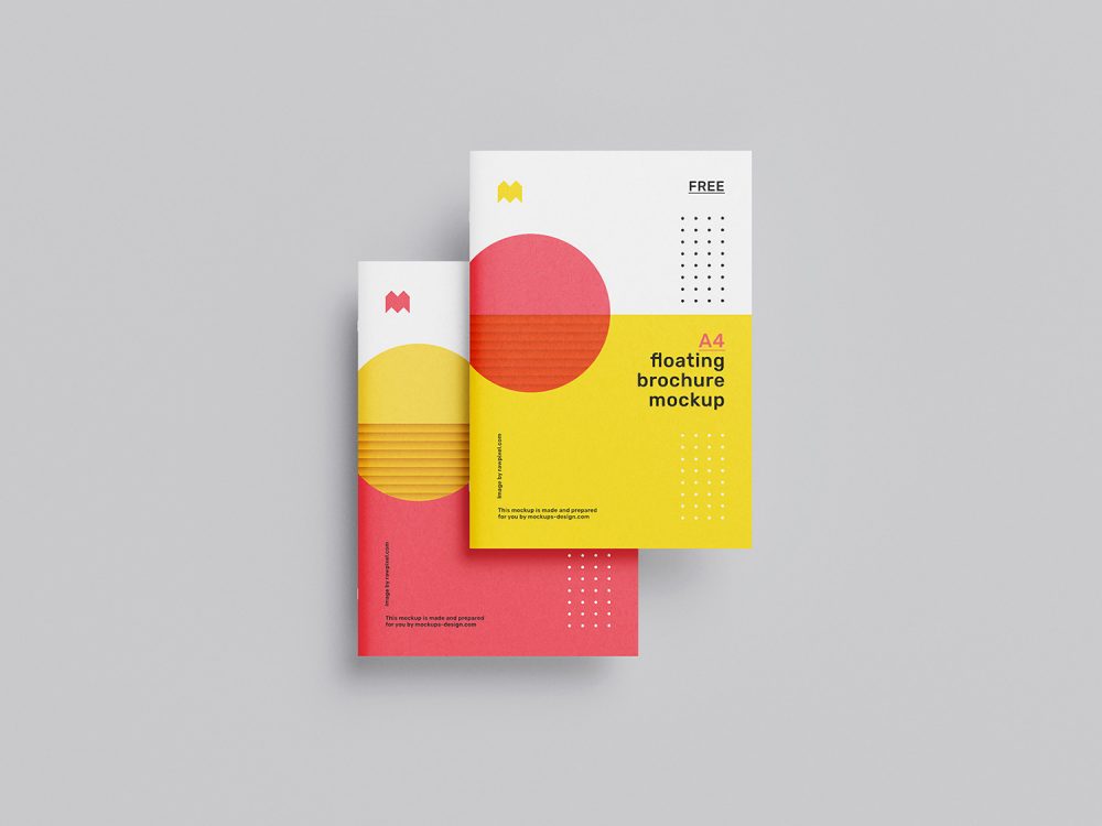 Floating A4 Brochure Free Mockup