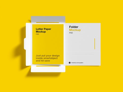Free Brochure Folder with Letterhead Mockups