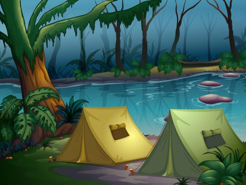 Free Camp in the Forest Illustration