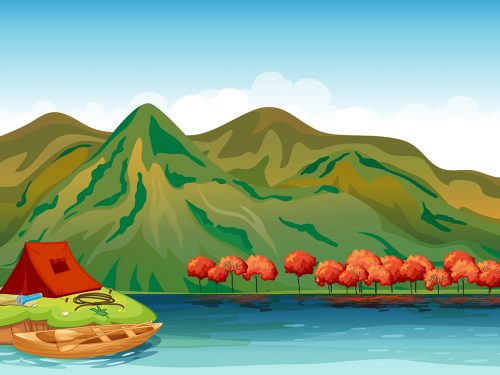 Free Camping on an Island Illustration