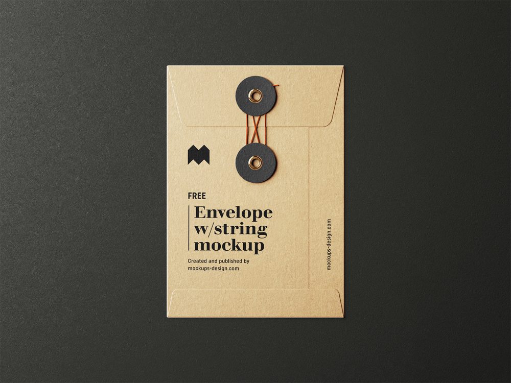 Free Envelope with String Mockup