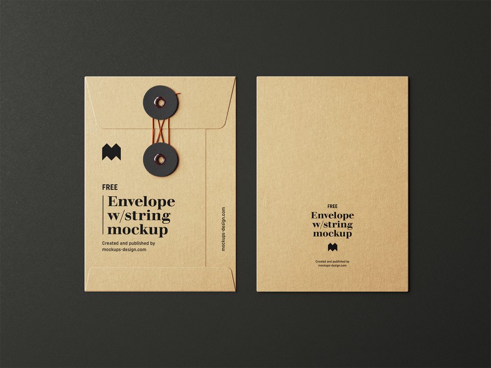 Free Envelope with String Mockup
