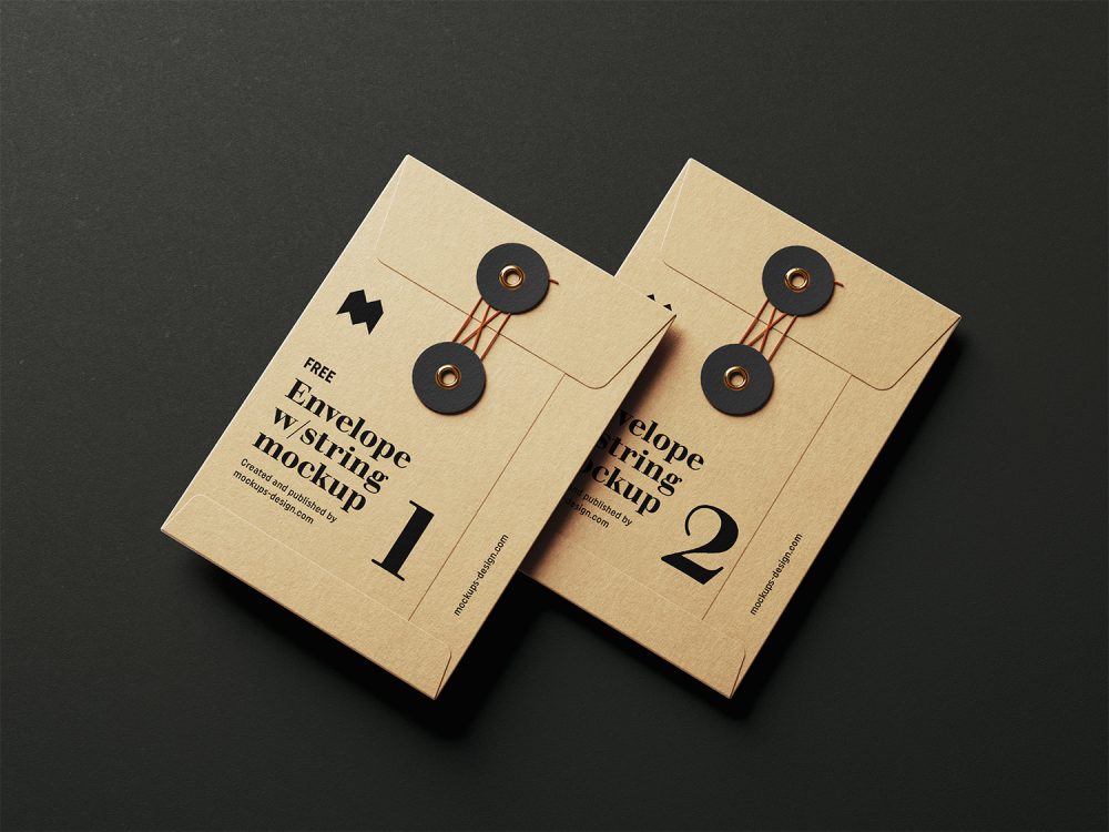 Free Envelope with String Mockup