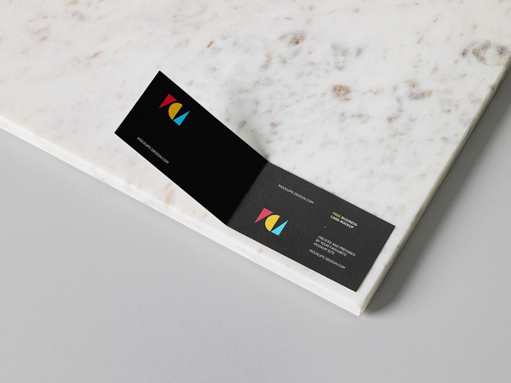 Free Folded Business Cards Mockup
