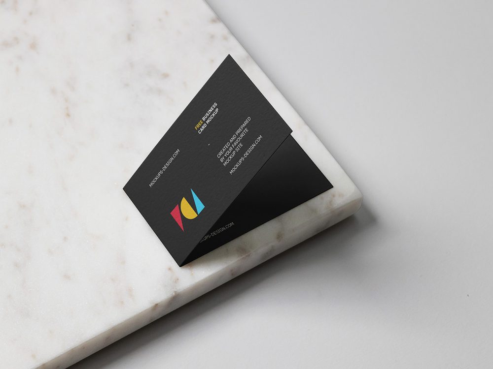 Free Folded Business Cards Mockup