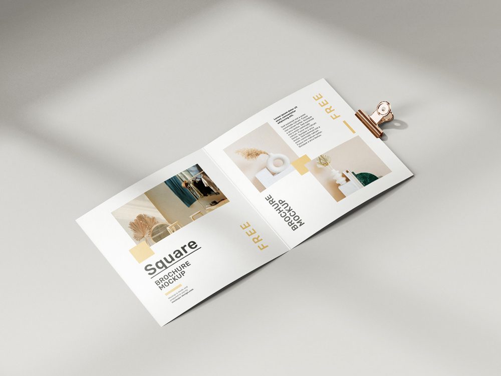 Free Folded Square Brochure Mockup