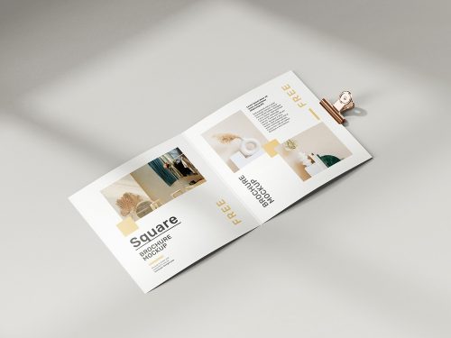 Free Folded Square Brochure Mockup