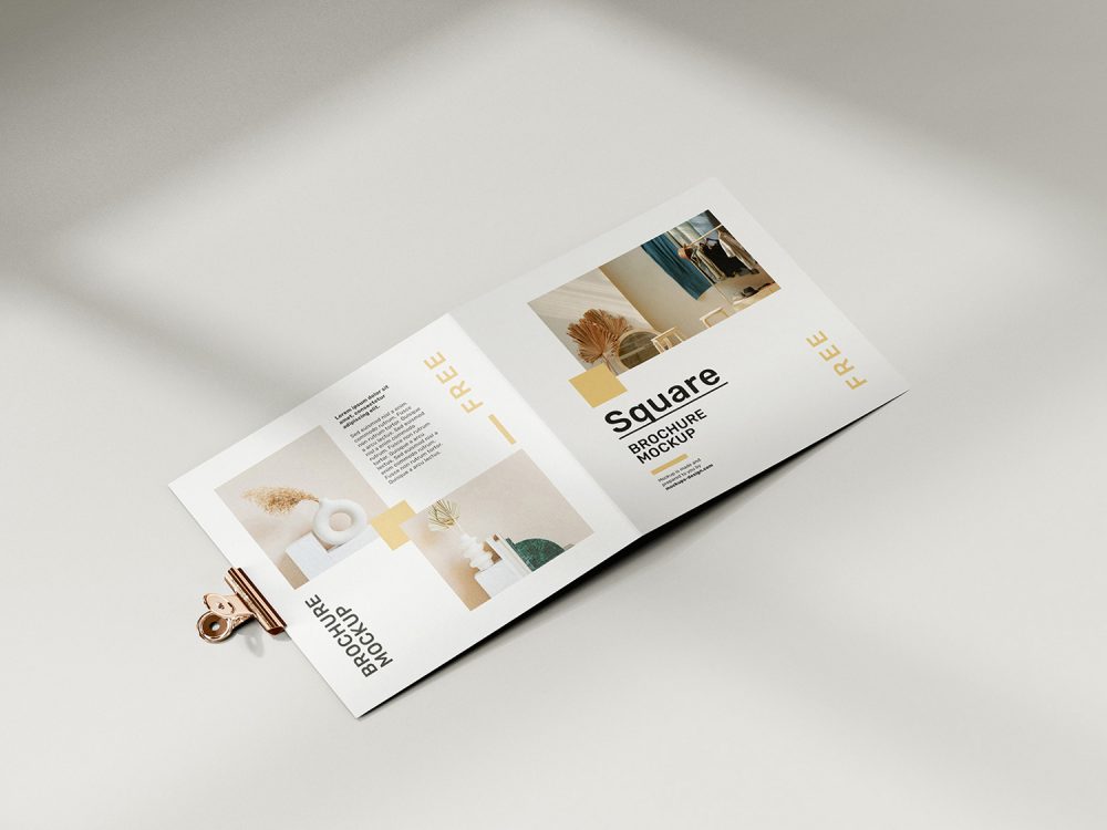 Free Folded Square Brochure Mockup