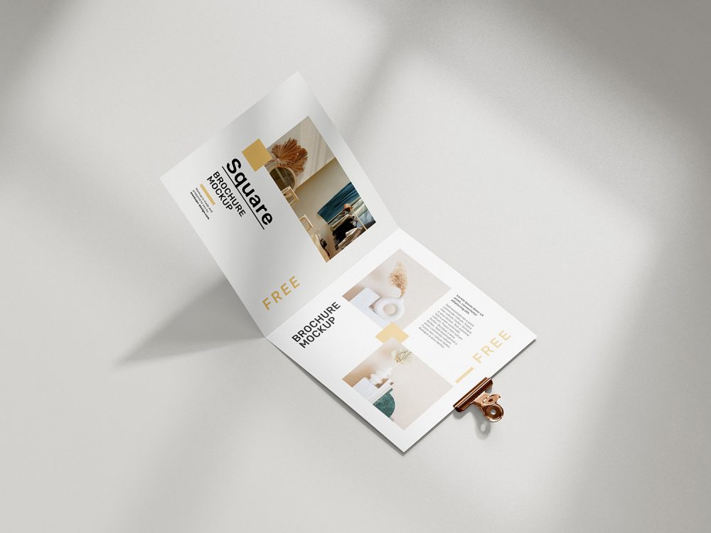 Free Folded Square Brochure Mockup