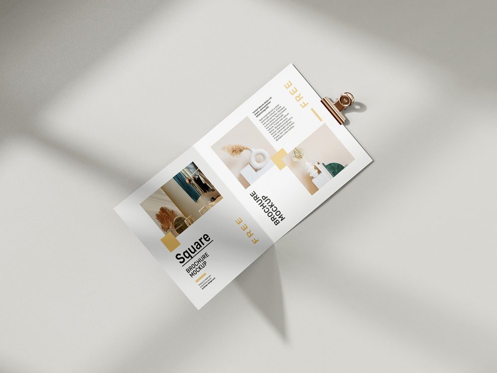 Free Folded Square Brochure Mockup