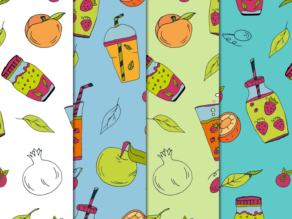 Vegetarian Food Illustration Vector Free Pattern