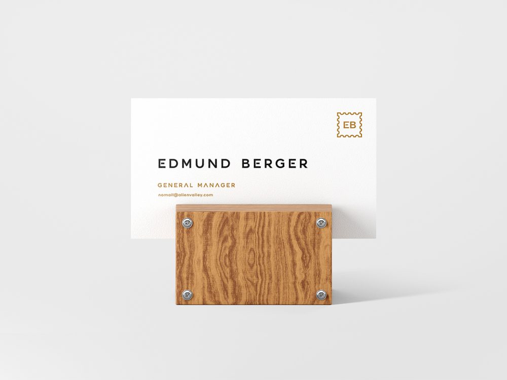 Business Card Mockup with a Wood Holder