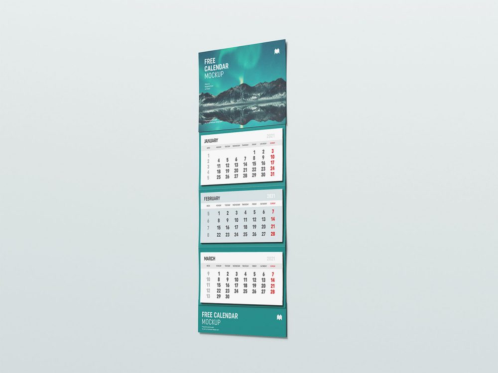 Free Wall Calendar Mockup