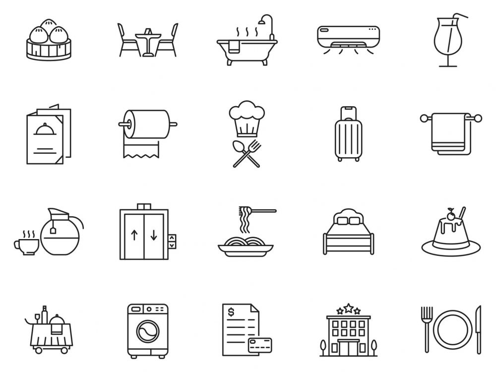 Hotel & Restaurant Vector Icons