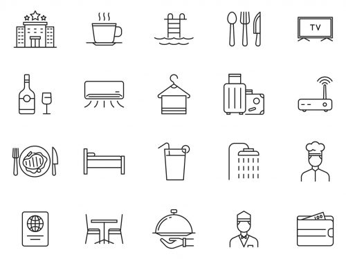 Hotel & Restaurant Vector Icons