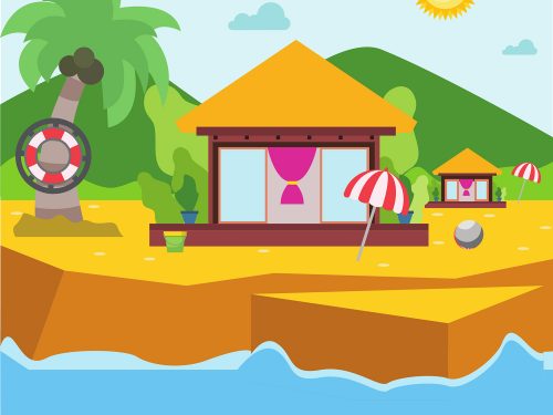 Scene with Ocean and Beach Illustration 01