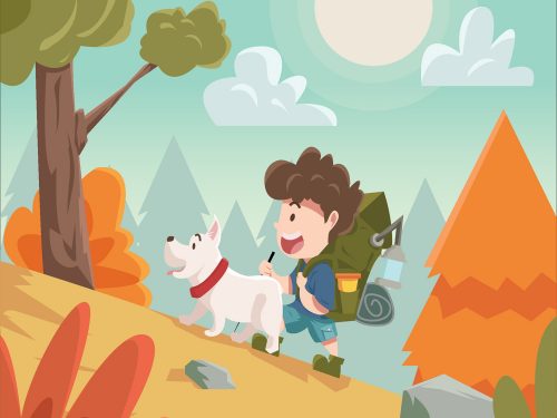 Autumn Fall Activity Hiking Illustration