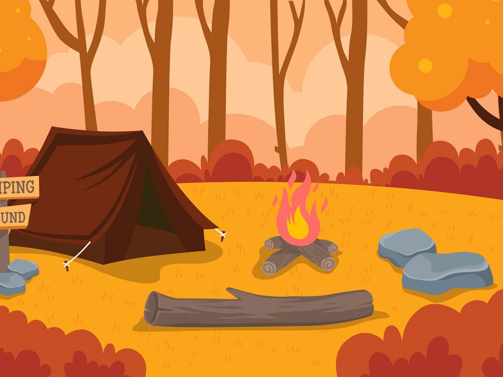Autumn Season Camping Illustration