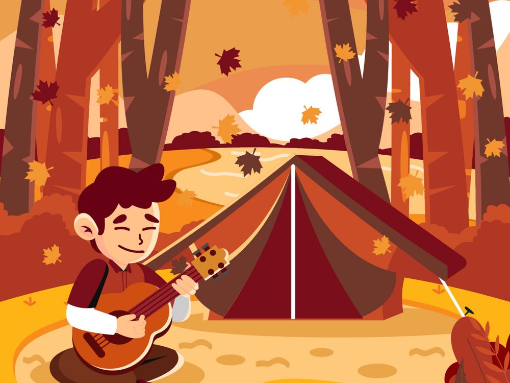 Autumn Season Camping Illustration